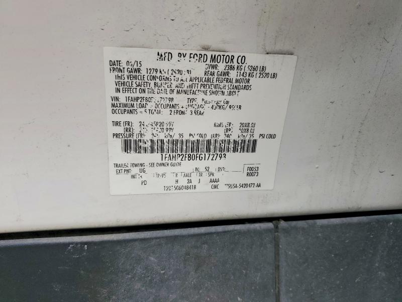 51162956 :رقم المزاد ، 1FAHP2F80FG172798 vin ، 2015 Ford Taurus مزاد بيع