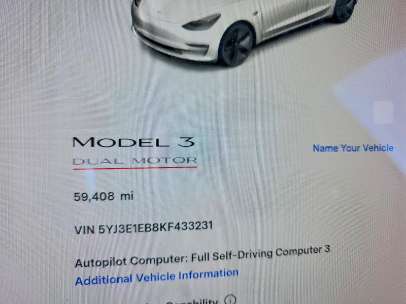 48289936 :رقم المزاد ، 5YJ3E1EB8KF433231 vin ، 2019 Tesla Model 3 مزاد بيع