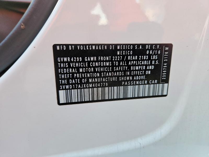 Продажа на аукционе авто 2016 Volkswagen Jetta, vin: 3VWD17AJXGM404779, номер лота: 48836076