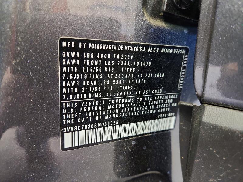 48685126 :رقم المزاد ، 3VV8C7B28SM082059 vin ، 2025 Volkswagen Taos مزاد بيع