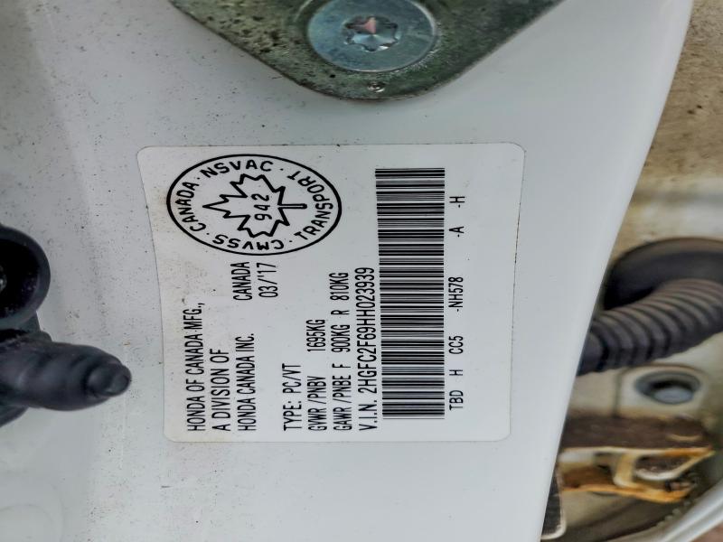 Продаж на аукціоні авто 2017 Honda Civic, vin: 2HGFC2F69HH023939, номер лоту: 48242796