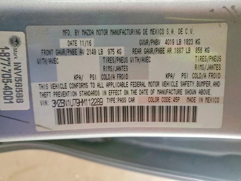 41630776 :رقم المزاد ، 3MZBN1U79HM112289 vin ، 2017 Mazda 3 مزاد بيع