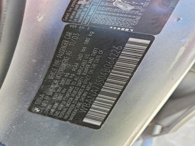 41663716 :رقم المزاد ، WBANA73504B064226 vin ، 2004 Bmw 530 مزاد بيع