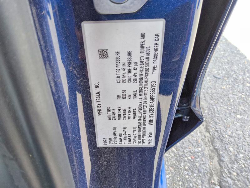 2023 Tesla Model 3 მანქანა იყიდება აუქციონზე, vin: 5YJ3E1EA9PF665190, აუქციონის ნომერი: 48827086
