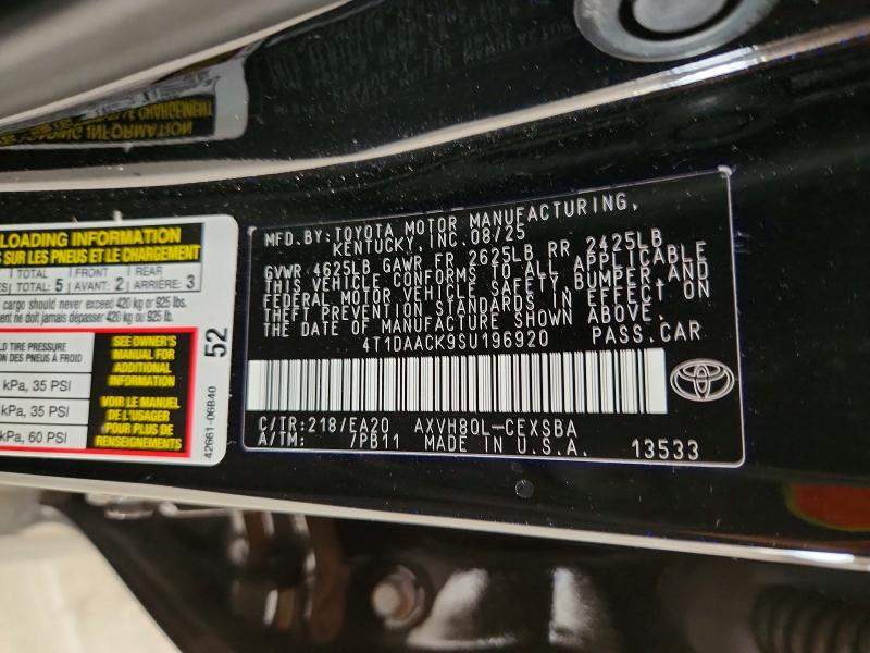 Продаж на аукціоні авто 2025 Toyota Camry, vin: 4T1DAACK9SU196920, номер лоту: 50183766