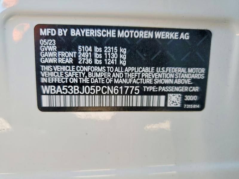 Aukcja sprzedaży 2023 Bmw 540, vin: WBA53BJ05PCN61775, numer aukcji: 50582756