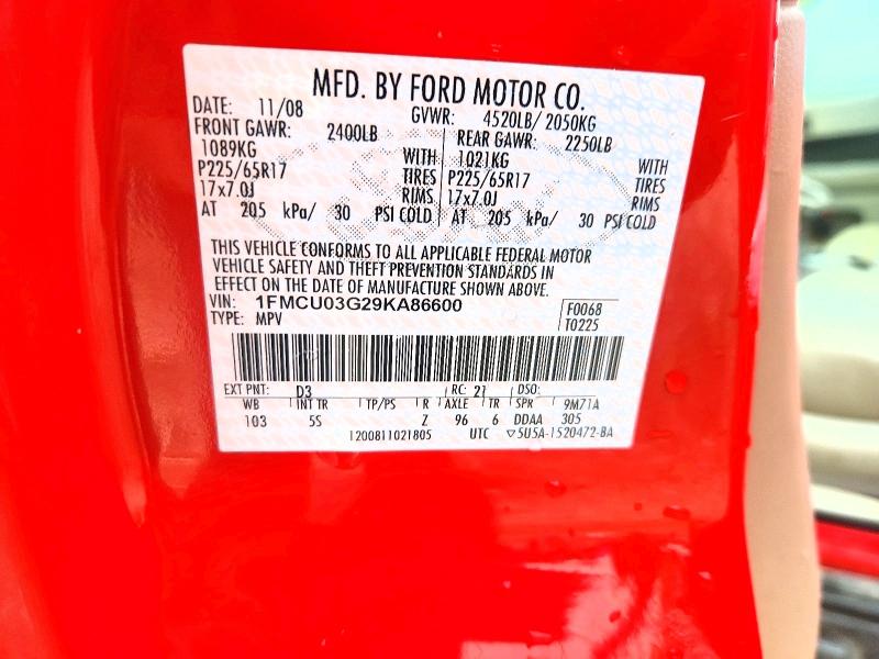 2009 Ford Escape მანქანა იყიდება აუქციონზე, vin: 1FMCU03G29KA86600, აუქციონის ნომერი: 51685356