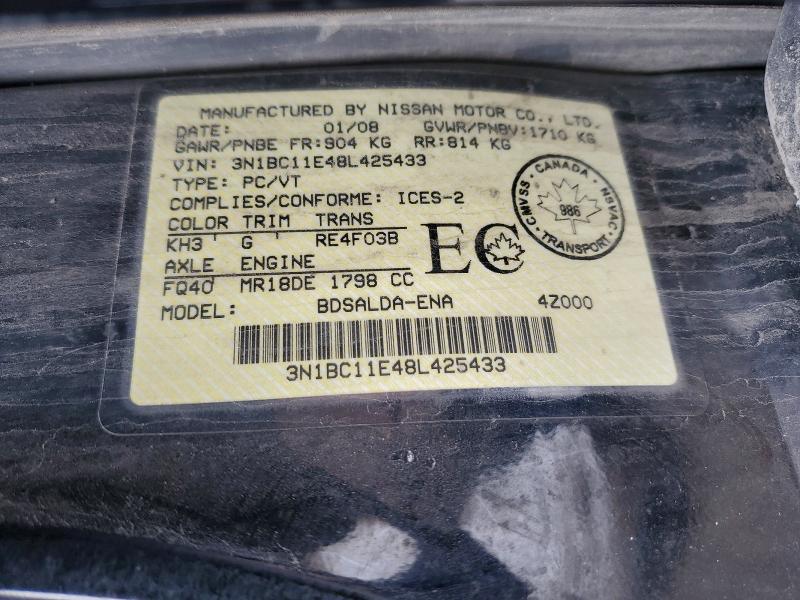 Aukcja sprzedaży 2008 Nissan Versa, vin: 3N1BC11E48L425433, numer aukcji: 47565746
