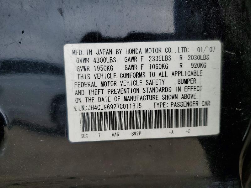 48436286 :رقم المزاد ، JH4CL96927C011815 vin ، 2007 Acura Tsx مزاد بيع