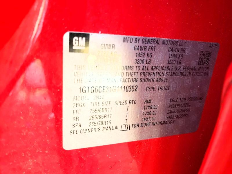 2016 Gmc Canyon მანქანა იყიდება აუქციონზე, vin: 1GTG6CE31G1110352, აუქციონის ნომერი: 53154326