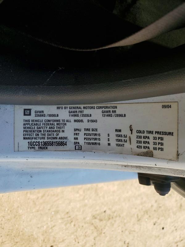 50975066 :رقم المزاد ، 1GCCS136558156864 vin ، 2005 Chevrolet Colorado مزاد بيع