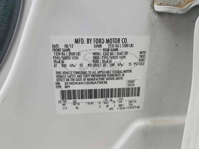Продажа на аукционе авто 2013 Ford Edge, vin: 2FMDK4KC0DBA79938, номер лота: 51520566