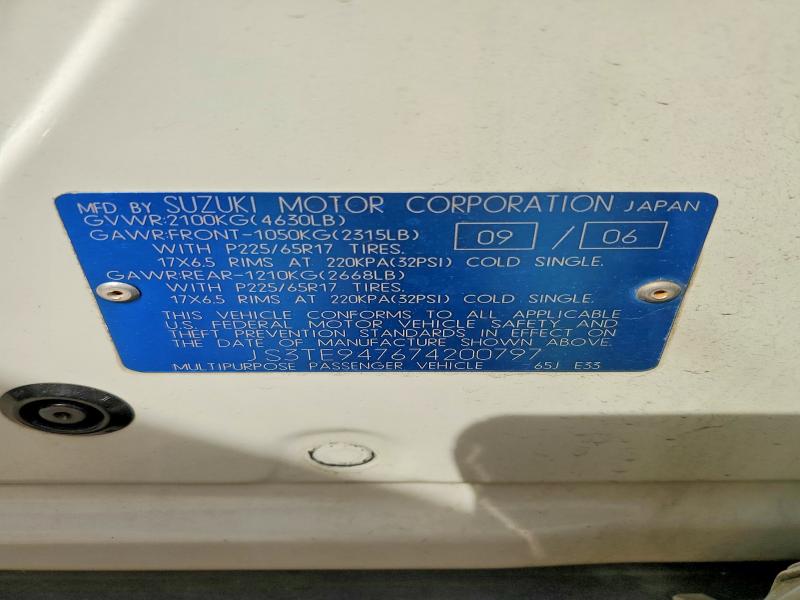 Продаж на аукціоні авто 2007 Suzuki Grand Vitara, vin: JS3TE947674200797, номер лоту: 49282046