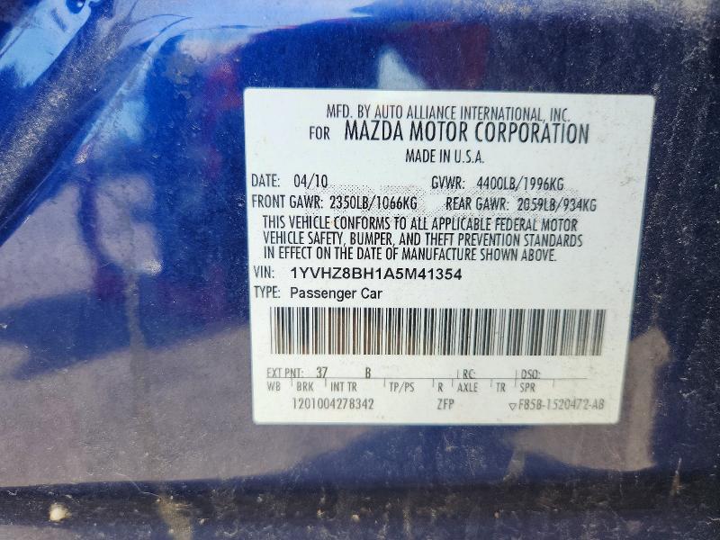Продажа на аукционе авто 2010 Mazda 6, vin: 1YVHZ8BH1A5M41354, номер лота: 51043766