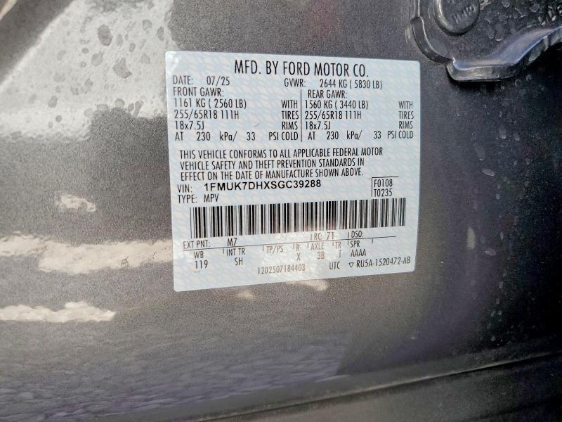 2025 Ford Explorer მანქანა იყიდება აუქციონზე, vin: 1FMUK7DHXSGC39288, აუქციონის ნომერი: 49174056