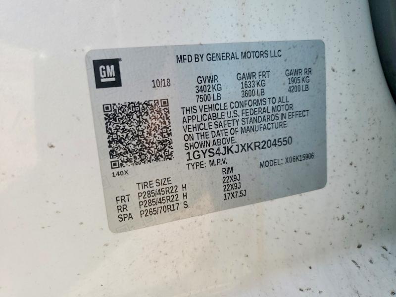 Продажа на аукционе авто 2019 Cadillac Escalade, vin: 1GYS4JKJXKR204550, номер лота: 49707446