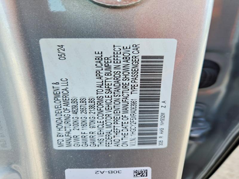 Aukcja sprzedaży 2024 Honda Accord, vin: 1HGCY2F5XRA063961, numer aukcji: 50251306