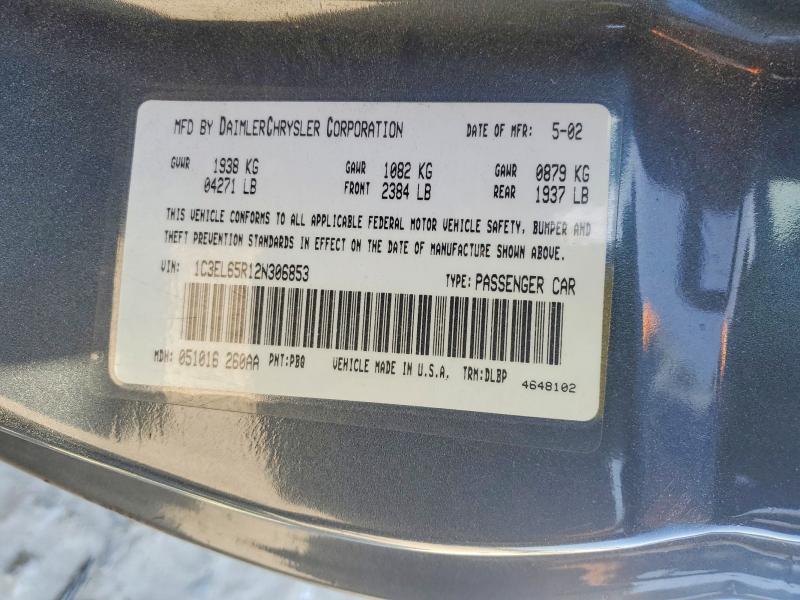 Aukcja sprzedaży 2002 Chrysler Sebring, vin: 1C3EL65R12N306853, numer aukcji: 50507306