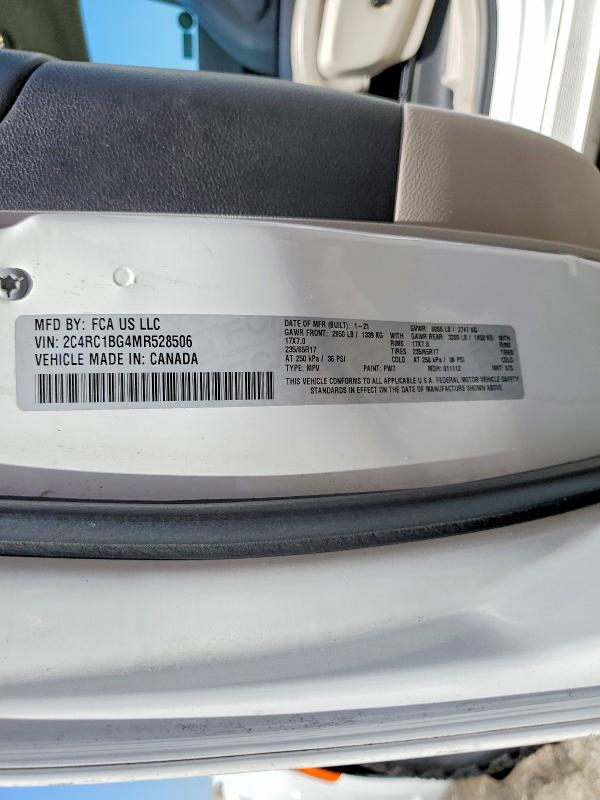 Продажа на аукционе авто 2021 Chrysler Pacifica, vin: 2C4RC1BG4MR528506, номер лота: 48650286