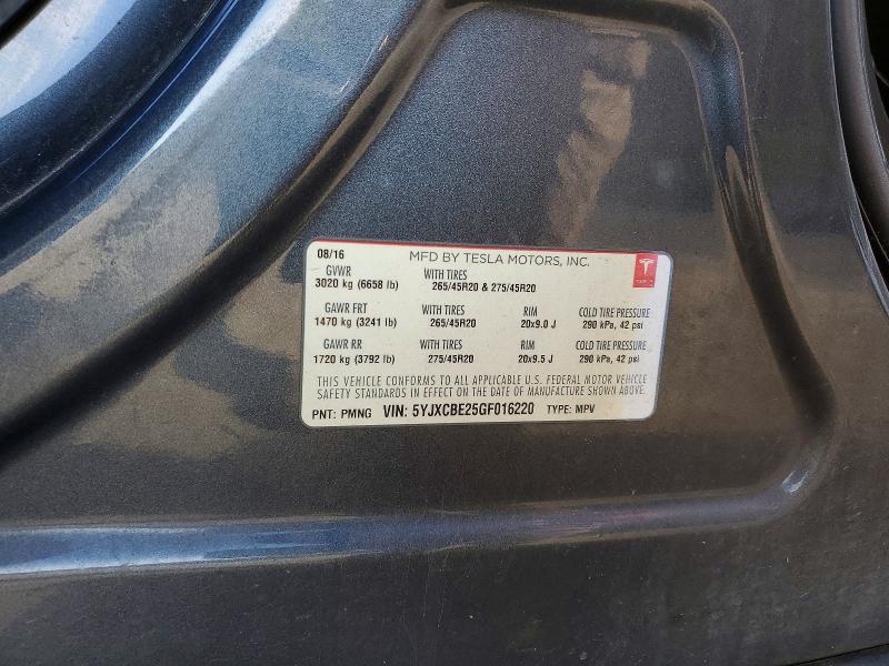 Aukcja sprzedaży 2016 Tesla Model X, vin: 5YJXCBE25GF016220, numer aukcji: 51031596