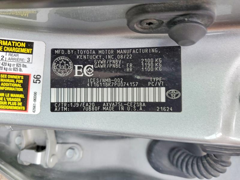 2023 Toyota Camry მანქანა იყიდება აუქციონზე, vin: 4T1G11BK7PU074157, აუქციონის ნომერი: 47965596