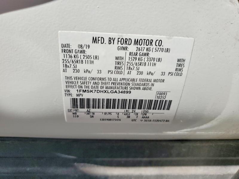 Продажа на аукционе авто 2020 Ford Explorer, vin: 1FMSK7DHXLGA34899, номер лота: 49981386