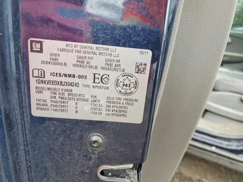 Продажа на аукционе авто 2011 Chevrolet Traverse, vin: 1GNKVEEDXBJ394243, номер лота: 49595896