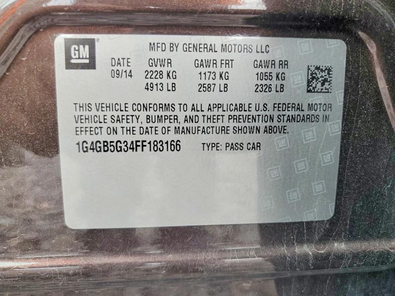51067206 :رقم المزاد ، 1G4GB5G34FF183166 vin ، 2015 Buick Lacrosse مزاد بيع
