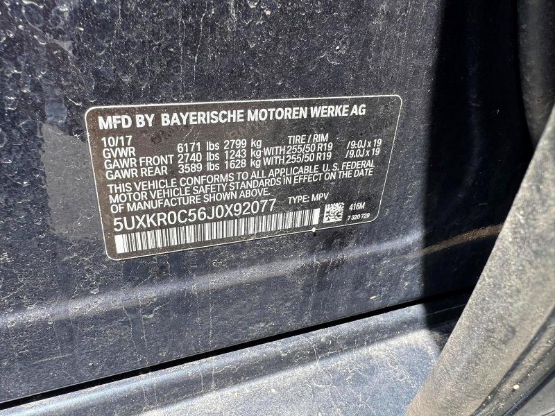52178436 :رقم المزاد ، 5UXKR0C56J0X92077 vin ، 2018 Bmw X5 مزاد بيع