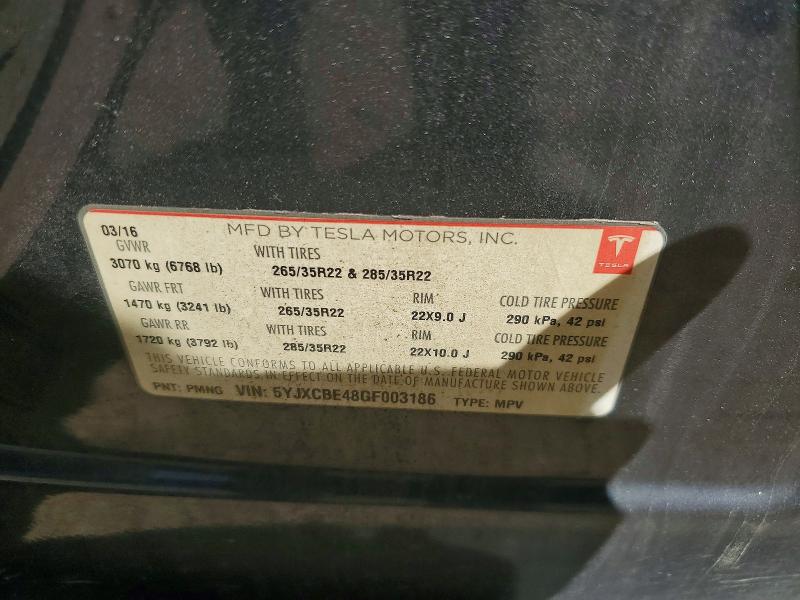 Aukcja sprzedaży 2016 Tesla Model X, vin: 5YJXCBE48GF003186, numer aukcji: 50247026