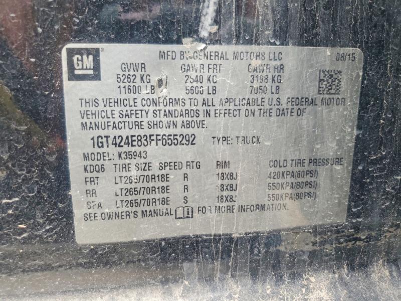2015 Gmc Sierra მანქანა იყიდება აუქციონზე, vin: 1GT424E83FF655292, აუქციონის ნომერი: 49471626