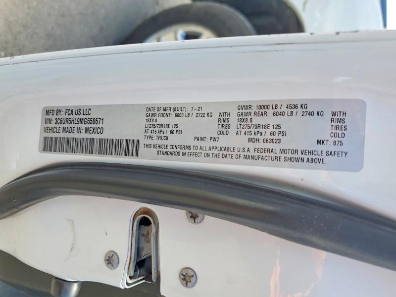 2021 Ram 2500 მანქანა იყიდება აუქციონზე, vin: 3C6UR5HL9MG658671, აუქციონის ნომერი: 48850746