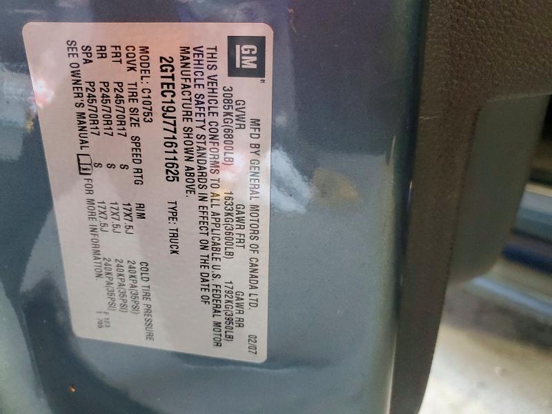 49604746 :رقم المزاد ، 2GTEC19J771611625 vin ، 2007 Gmc New Sierra مزاد بيع