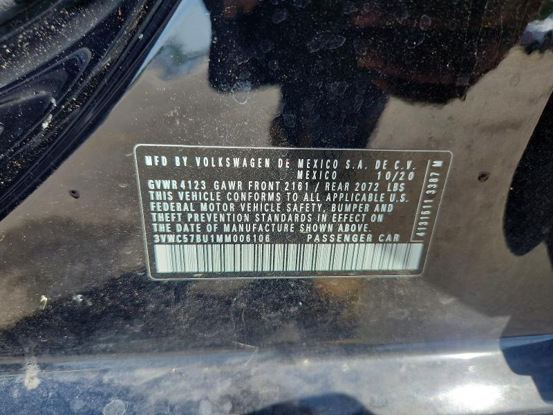 48954256 :رقم المزاد ، 3VWC57BU1MM006106 vin ، 2021 Volkswagen Jetta مزاد بيع