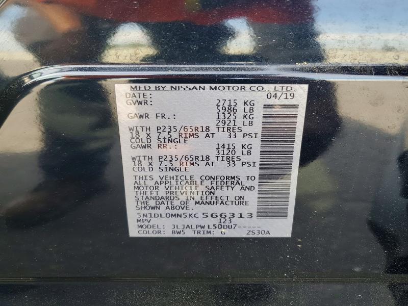 51346136 :رقم المزاد ، 5N1DL0MN5KC566313 vin ، 2019 Infiniti Qx60 مزاد بيع