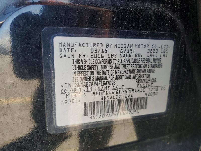 Aukcja sprzedaży 2015 Nissan Sentra, vin: 3N1AB7AP4FL647096, numer aukcji: 51976726