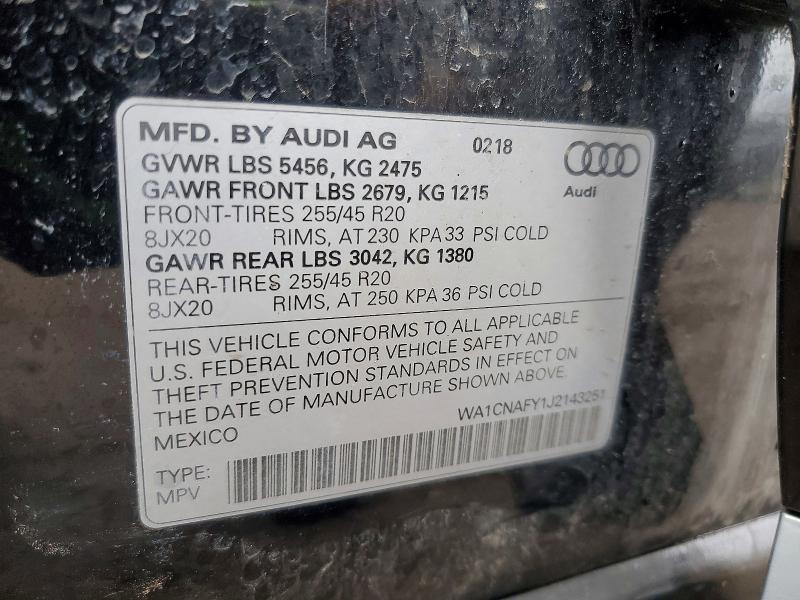 Aukcja sprzedaży 2018 Audi Q5, vin: WA1CNAFY1J2143251, numer aukcji: 51258766