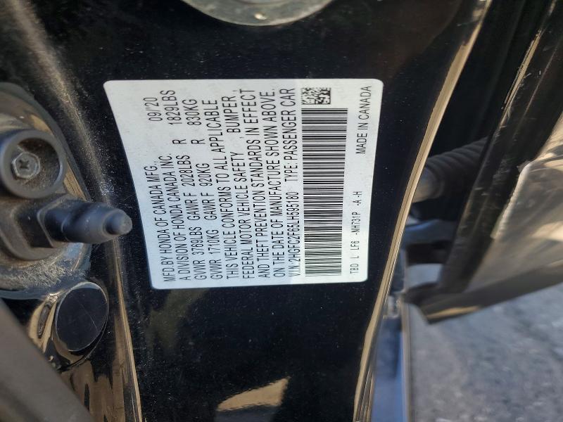 52069176 :رقم المزاد ، 2HGFC2F65LH595180 vin ، 2020 Honda Civic مزاد بيع