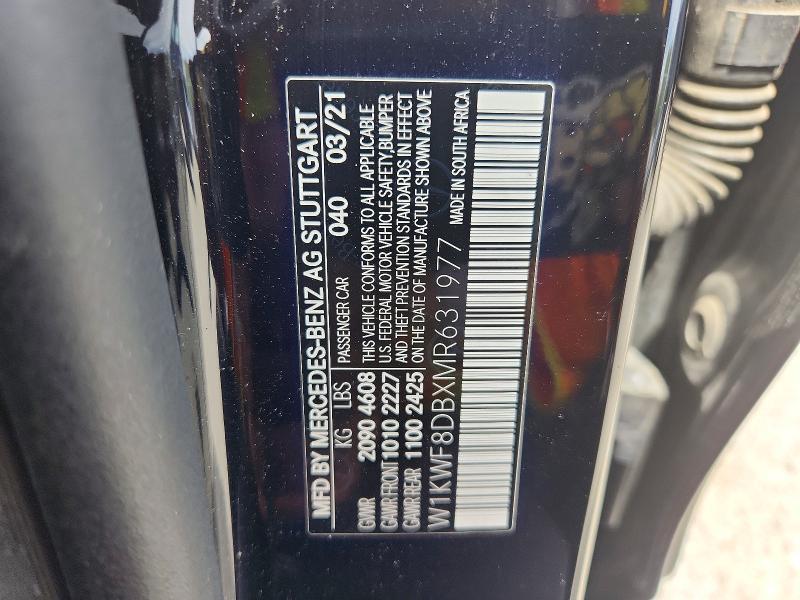 48841506 :رقم المزاد ، W1KWF8DBXMR631977 vin ، 2021 Mercedes-benz C مزاد بيع
