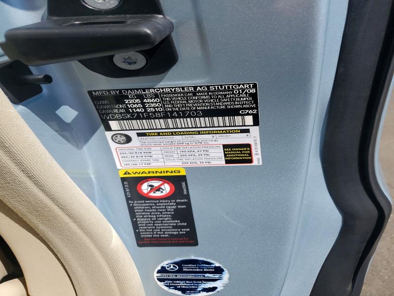 51250126 :رقم المزاد ، WDBSK71F58F141703 vin ، 2008 Mercedes-benz Sl-class Sl550 مزاد بيع
