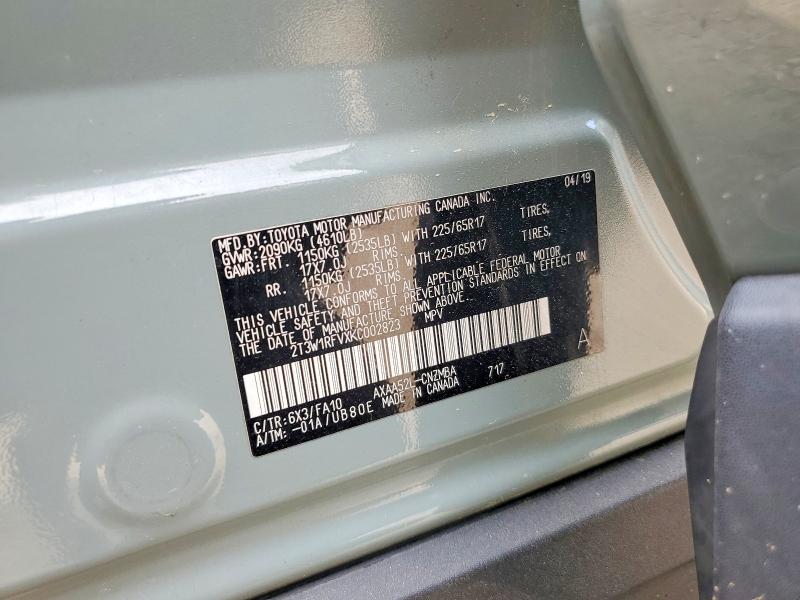 51243596 :رقم المزاد ، 2T3W1RFVXKC002823 vin ، 2019 Toyota Rav4 مزاد بيع