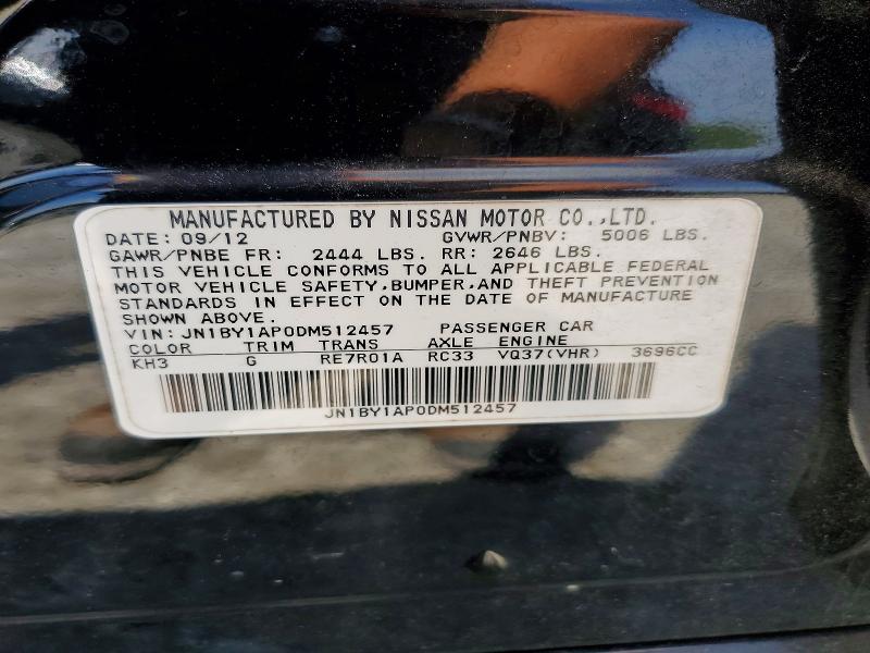 Aukcja sprzedaży 2013 Infiniti M37, vin: JN1BY1AP0DM512457, numer aukcji: 51652366