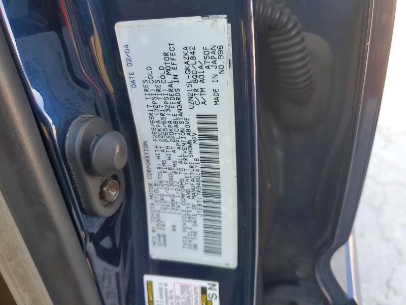 Aukcja sprzedaży 2004 Toyota 4runner, vin: JTEBT17R948014718, numer aukcji: 49098476
