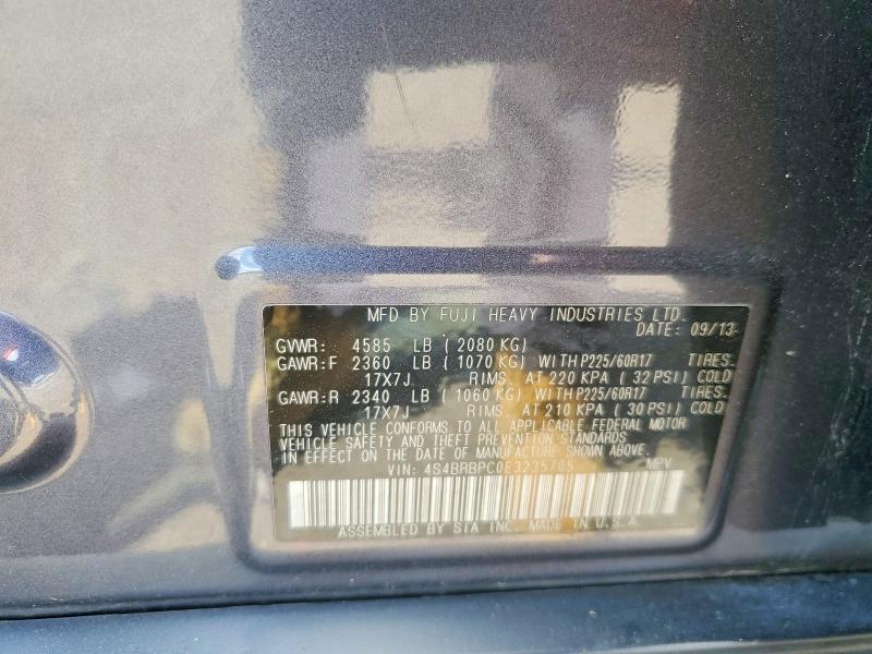 Продажа на аукционе авто 2014 Subaru Outback, vin: 4S4BRBPC0E3235705, номер лота: 51621566