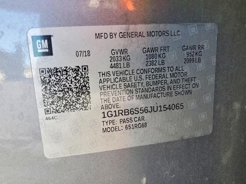 51186516 :رقم المزاد ، 1G1RB6S56JU154065 vin ، 2018 Chevrolet Volt مزاد بيع