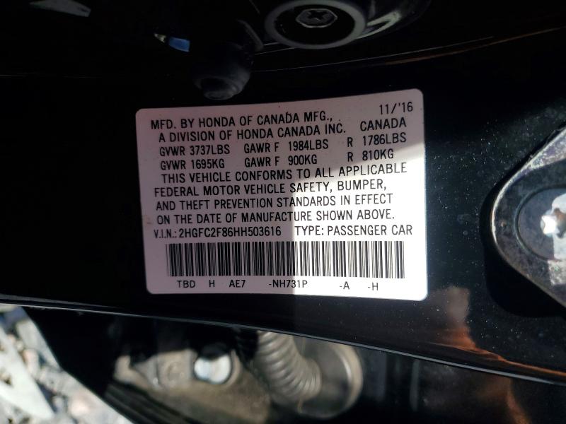 Aukcja sprzedaży 2017 Honda Civic, vin: 2HGFC2F86HH503616, numer aukcji: 49952826