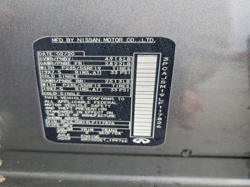 Aukcja sprzedaży 2020 Infiniti Qx50, vin: 3PCAJ5M19LF117826, numer aukcji: 51905706