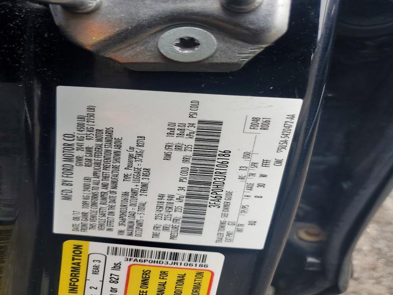 Продаж на аукціоні авто 2018 Ford Fusion, vin: 3FA6P0HD3JR106186, номер лоту: 48633376