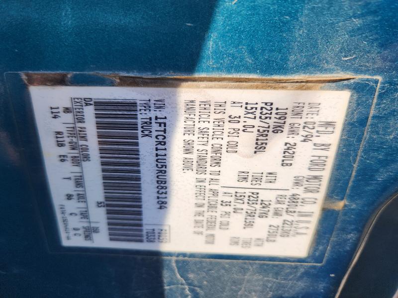 1994 Ford Ranger მანქანა იყიდება აუქციონზე, vin: 1FTCR11U5RUB83184, აუქციონის ნომერი: 50660076
