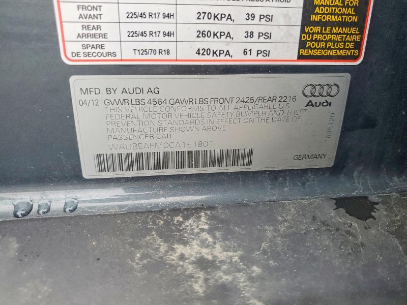 48137096 :رقم المزاد ، WAUBEAFM0CA151801 vin ، 2012 Audi A3 مزاد بيع
